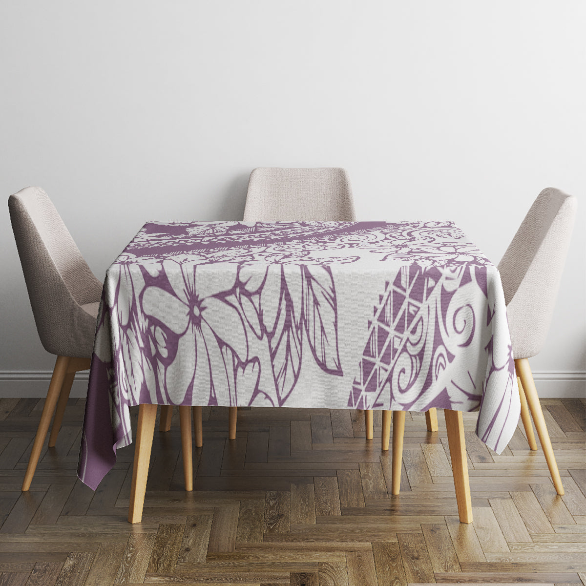 Polynesia Tablecloth Polynesian Tropical Flowers Purple Pastel Vibes - Wonder Print Shop