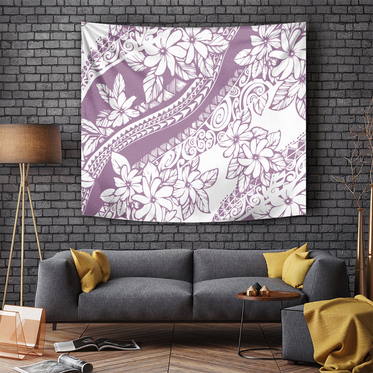Polynesia Tapestry Polynesian Tropical Flowers Purple Pastel Vibes - Wonder Print Shop