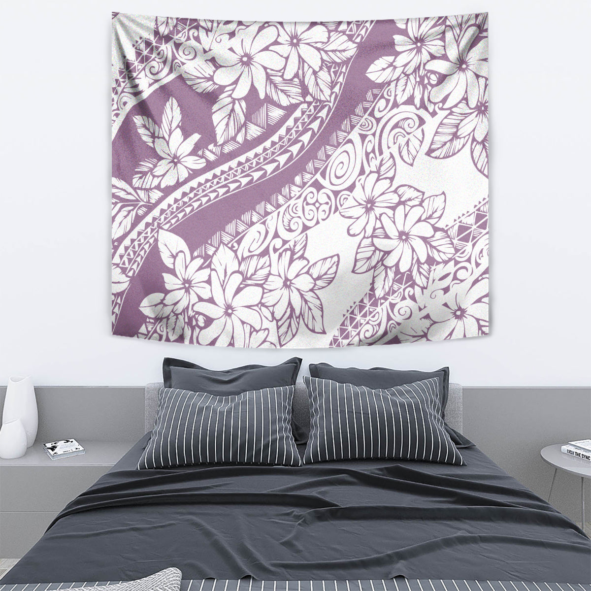 Polynesia Tapestry Polynesian Tropical Flowers Purple Pastel Vibes - Wonder Print Shop