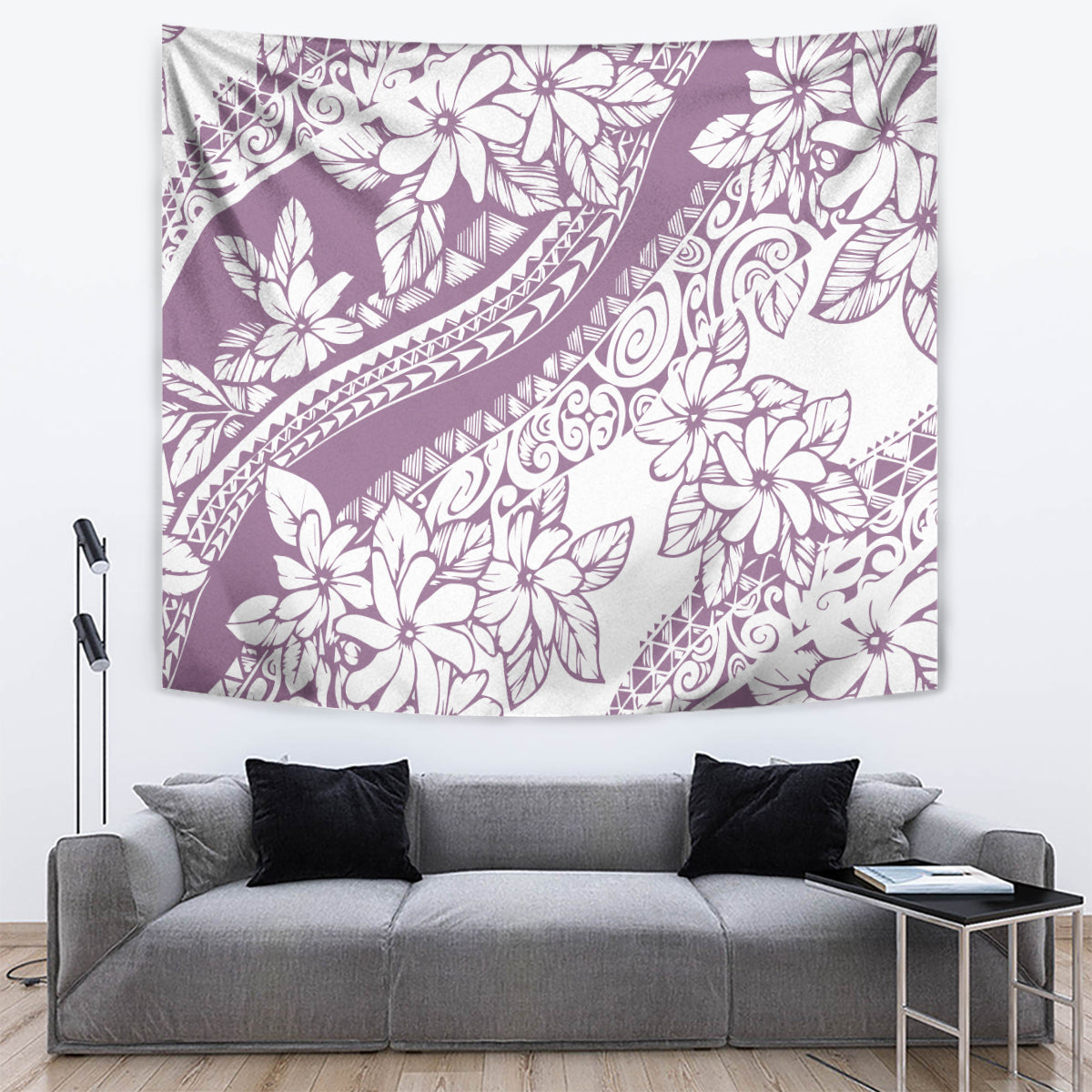 Polynesia Tapestry Polynesian Tropical Flowers Purple Pastel Vibes - Wonder Print Shop