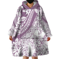 Polynesia Wearable Blanket Hoodie Polynesian Tropical Flowers Purple Pastel Vibes - Wonder Print Shop