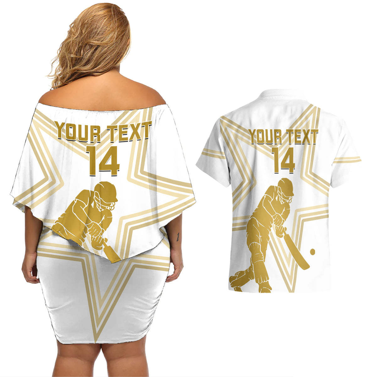 Custom Pakistan Cricket Couples Matching Off Shoulder Short Dress and Hawaiian Shirt 2023 Go Shaheens - Wonder Print Shop