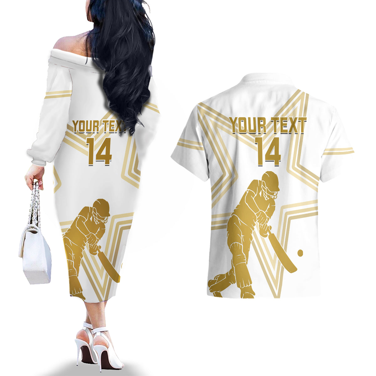 Custom Pakistan Cricket Couples Matching Off The Shoulder Long Sleeve Dress and Hawaiian Shirt 2023 Go Shaheens - Wonder Print Shop