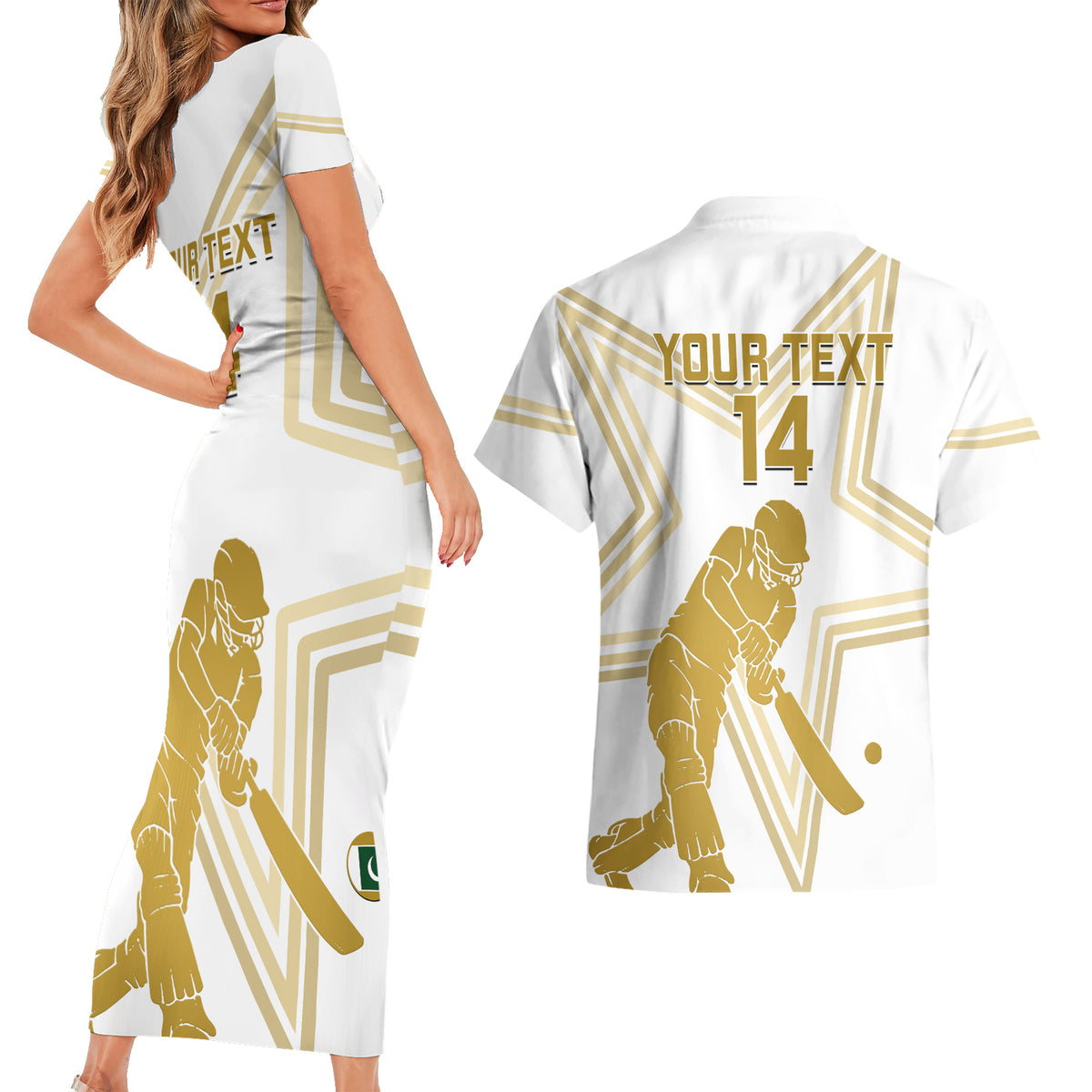 Custom Pakistan Cricket Couples Matching Short Sleeve Bodycon Dress and Hawaiian Shirt 2023 Go Shaheens - Wonder Print Shop