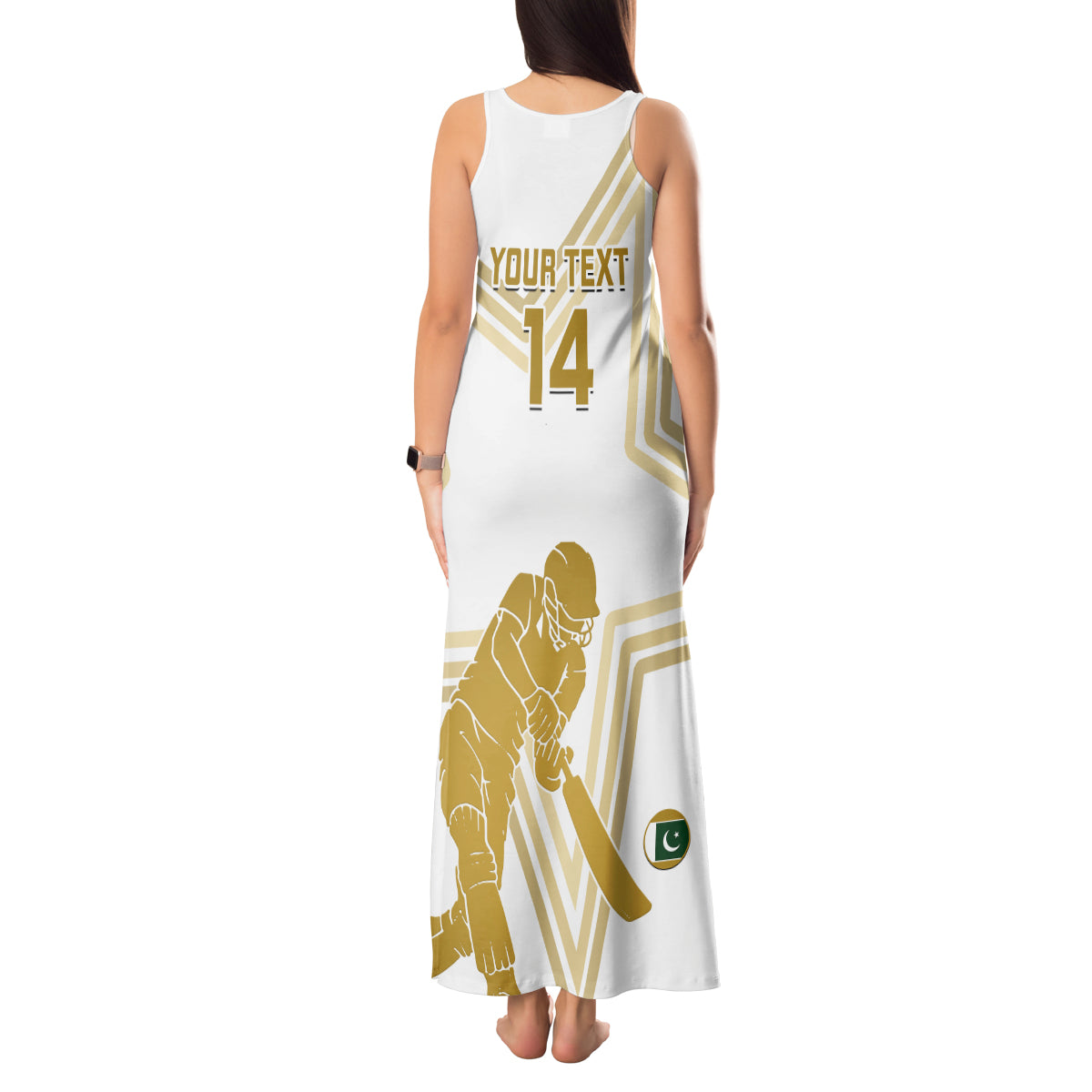 Custom Pakistan Cricket Tank Maxi Dress 2023 Go Shaheens - Wonder Print Shop