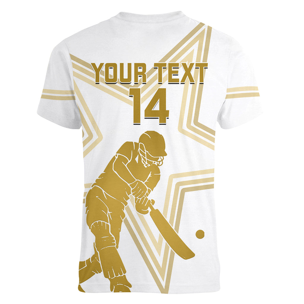 Custom Pakistan Cricket Women V Neck T Shirt 2023 Go Shaheens - Wonder Print Shop