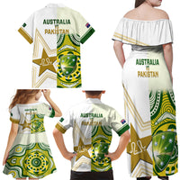 Australia And Pakistan Cricket Family Matching Off Shoulder Maxi Dress and Hawaiian Shirt Boxing Day 2023 Test Aussie With Shaheens - Wonder Print Shop
