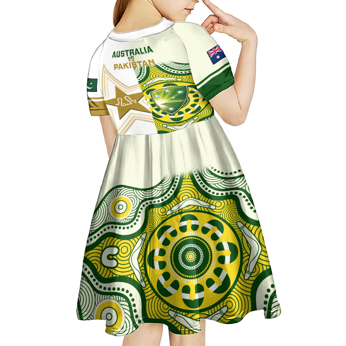 Australia And Pakistan Cricket Kid Short Sleeve Dress Boxing Day 2023 Test Aussie With Shaheens - Wonder Print Shop