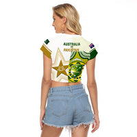 Australia And Pakistan Cricket Raglan Cropped T Shirt Boxing Day 2023 Test Aussie With Shaheens - Wonder Print Shop