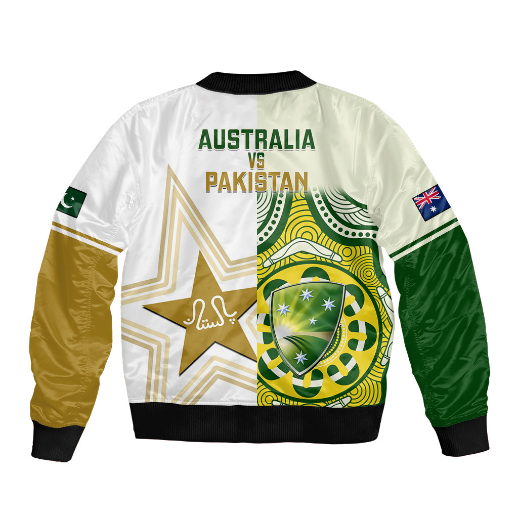 Australia And Pakistan Cricket Sleeve Zip Bomber Jacket Boxing Day 2023 Test Aussie With Shaheens - Wonder Print Shop