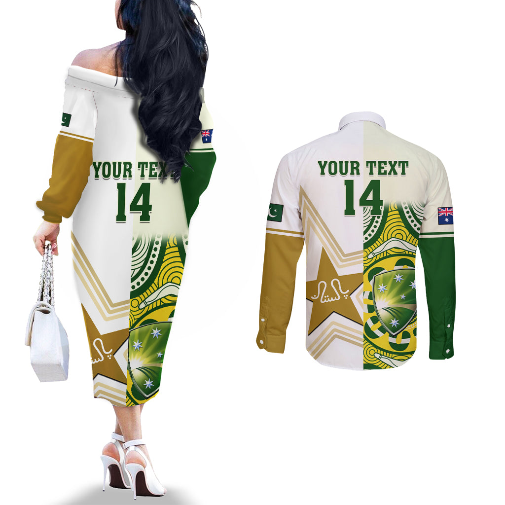 custom-australia-and-pakistan-cricket-couples-matching-off-the-shoulder-long-sleeve-dress-and-long-sleeve-button-shirts-boxing-day-2023-test-aussie-with-shaheens