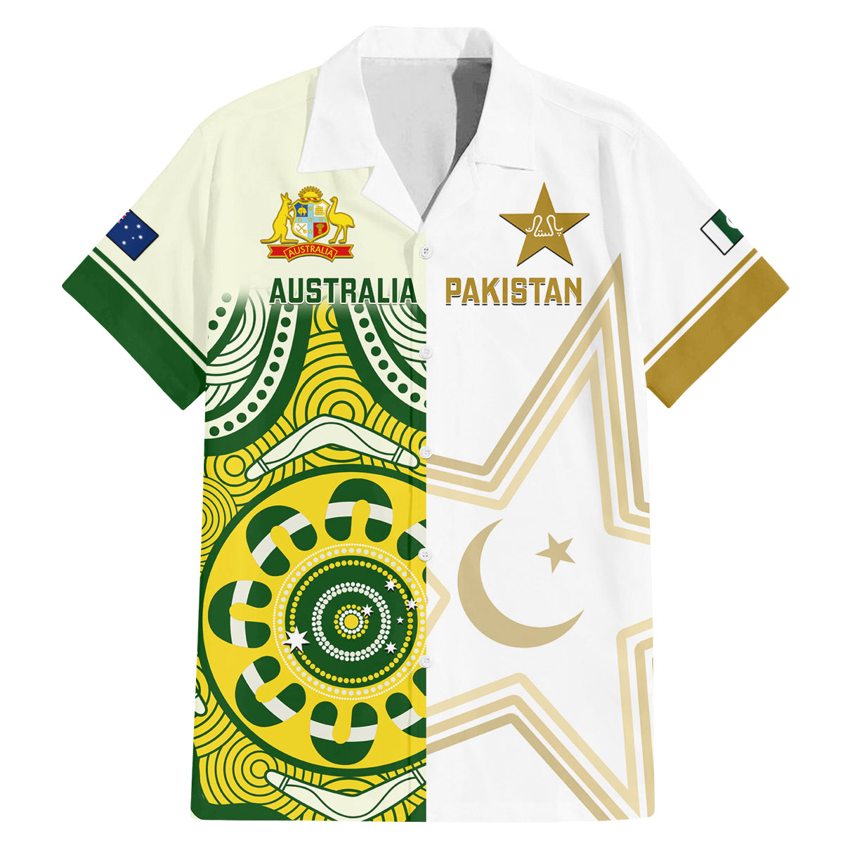 Custom Australia And Pakistan Cricket Family Matching Mermaid Dress and Hawaiian Shirt Boxing Day 2023 Test Aussie With Shaheens - Wonder Print Shop