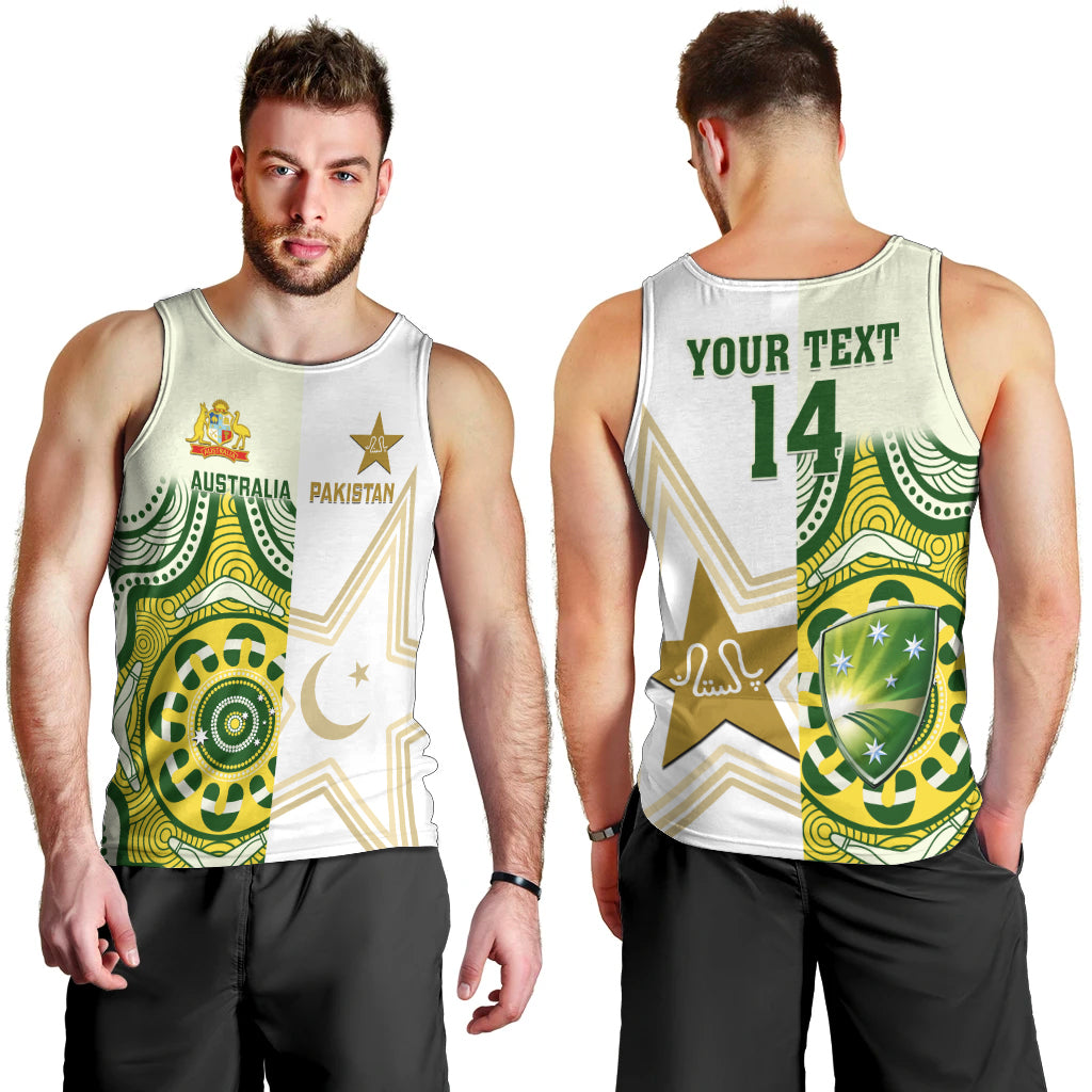 Custom Australia And Pakistan Cricket Men Tank Top Boxing Day 2023 Test Aussie With Shaheens - Wonder Print Shop