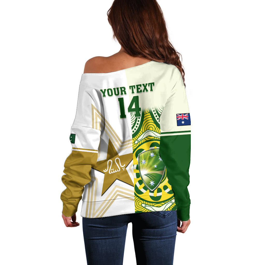 Custom Australia And Pakistan Cricket Off Shoulder Sweater Boxing Day 2023 Test Aussie With Shaheens - Wonder Print Shop