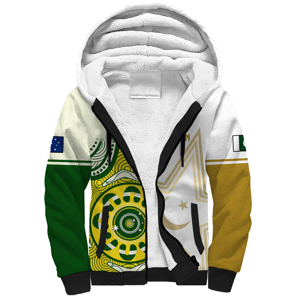 Custom Australia And Pakistan Cricket Sherpa Hoodie Boxing Day 2023 Test Aussie With Shaheens - Wonder Print Shop