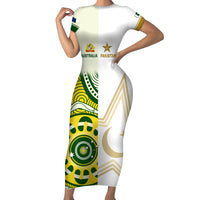 Custom Australia And Pakistan Cricket Short Sleeve Bodycon Dress Boxing Day 2023 Test Aussie With Shaheens - Wonder Print Shop