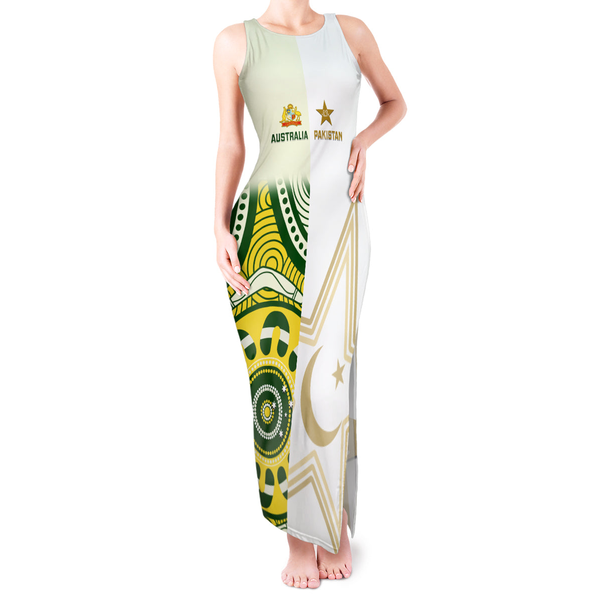 Custom Australia And Pakistan Cricket Tank Maxi Dress Boxing Day 2023 Test Aussie With Shaheens - Wonder Print Shop