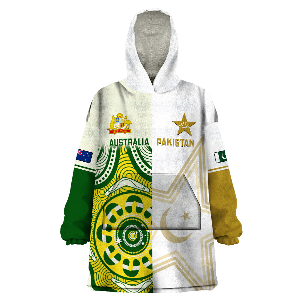 Custom Australia And Pakistan Cricket Wearable Blanket Hoodie Boxing Day 2023 Test Aussie With Shaheens - Wonder Print Shop