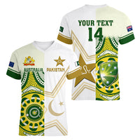 Custom Australia And Pakistan Cricket Women V Neck T Shirt Boxing Day 2023 Test Aussie With Shaheens - Wonder Print Shop