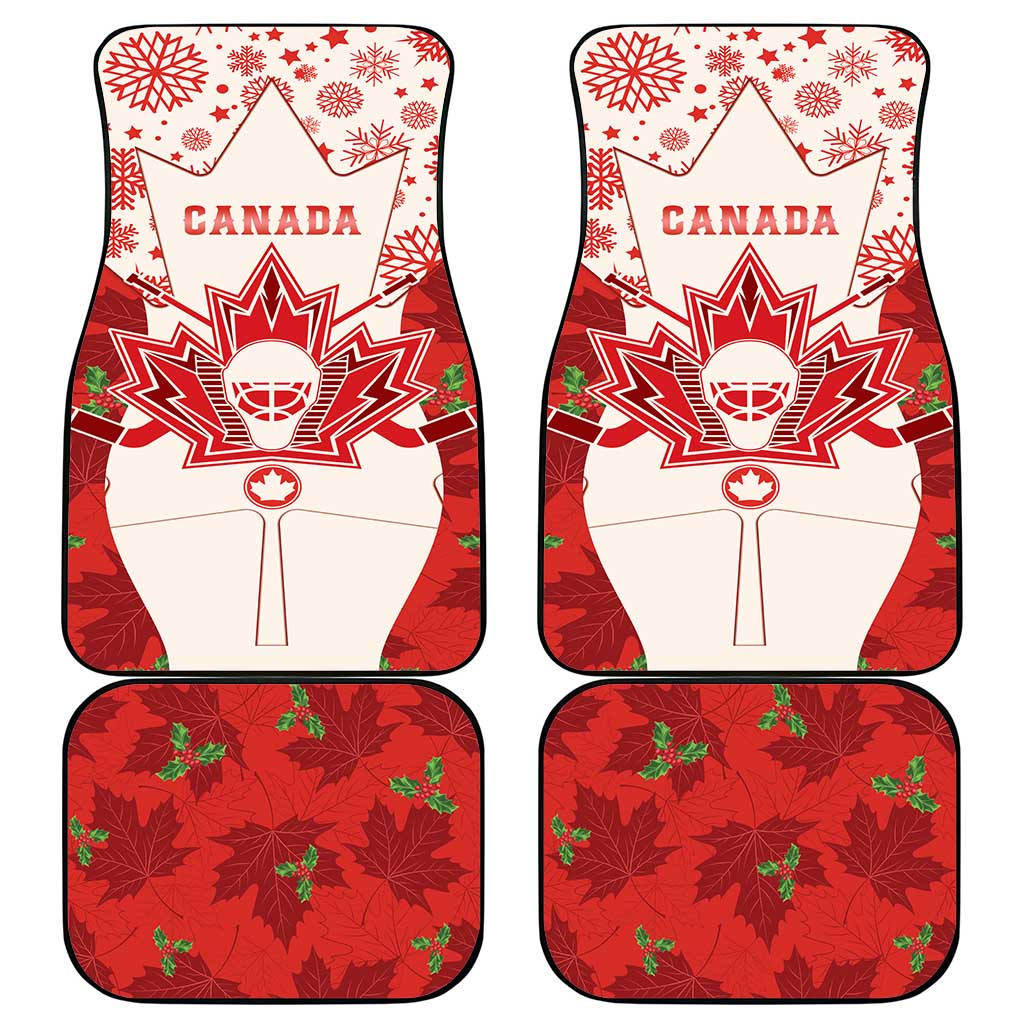 Christmas Canada Hockey Car Mats Merry Hockey-Mas Maple Leaves Pattern - Wonder Print Shop