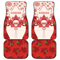 Christmas Canada Hockey Car Mats Merry Hockey-Mas Maple Leaves Pattern - Wonder Print Shop