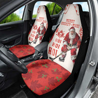 Christmas Canada Hockey Car Seat Cover Merry Hockey-Mas Maple Leaves Pattern - Wonder Print Shop