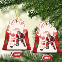 Christmas Canada Hockey Ceramic Ornament Merry Hockey-Mas Maple Leaves Pattern - Wonder Print Shop