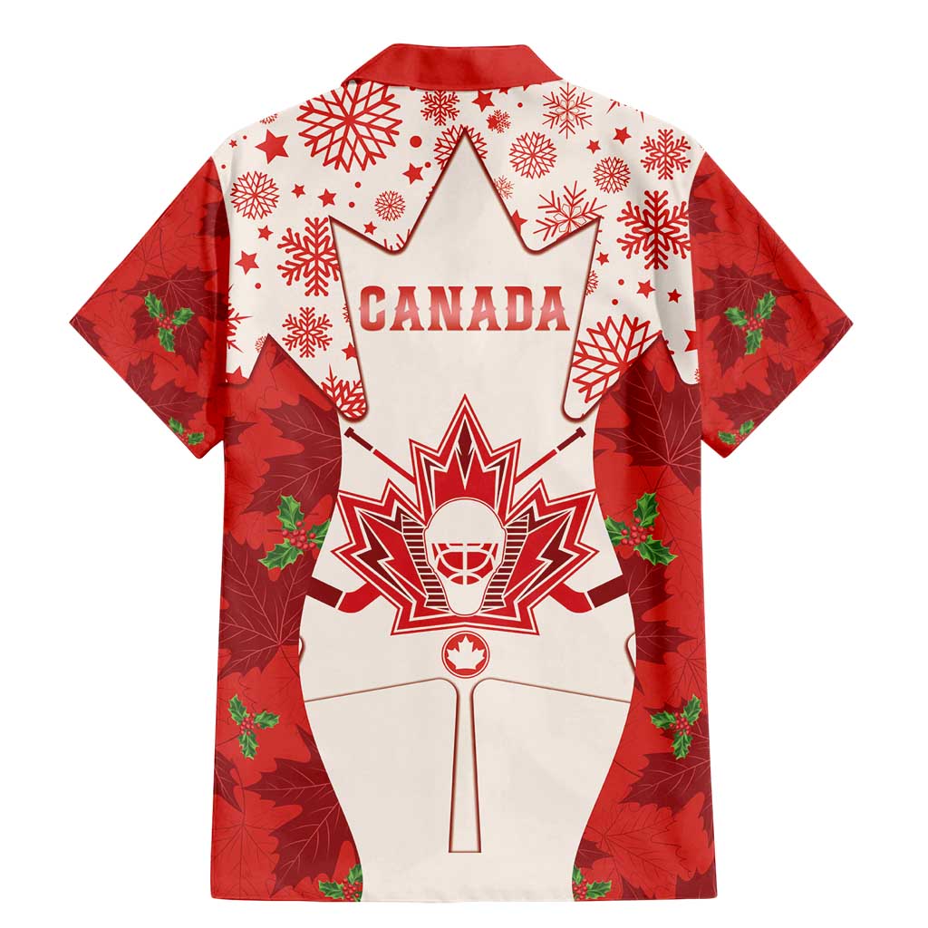 Christmas Canada Hockey Family Matching Mermaid Dress and Hawaiian Shirt Merry Hockey-Mas Maple Leaves Pattern - Wonder Print Shop