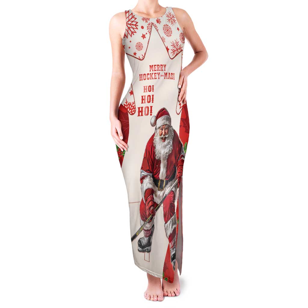 Christmas Canada Hockey Family Matching Tank Maxi Dress and Hawaiian Shirt Merry Hockey-Mas Maple Leaves Pattern - Wonder Print Shop