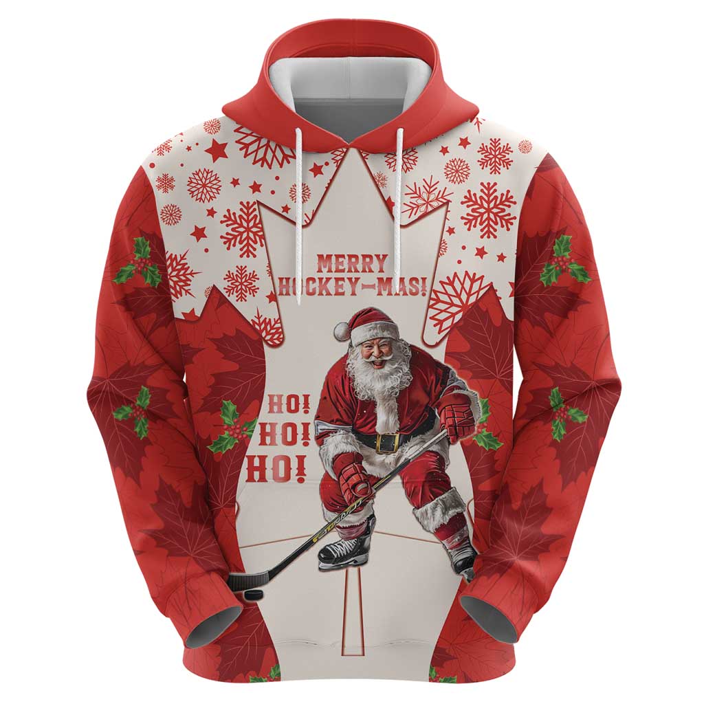 Christmas Canada Hockey Hoodie Merry Hockey-Mas Maple Leaves Pattern - Wonder Print Shop
