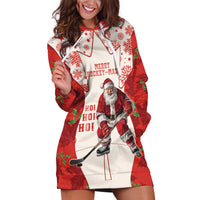 Christmas Canada Hockey Hoodie Dress Merry Hockey-Mas Maple Leaves Pattern - Wonder Print Shop