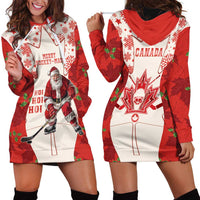 Christmas Canada Hockey Hoodie Dress Merry Hockey-Mas Maple Leaves Pattern - Wonder Print Shop