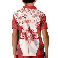 Christmas Canada Hockey Kid Polo Shirt Merry Hockey-Mas Maple Leaves Pattern - Wonder Print Shop