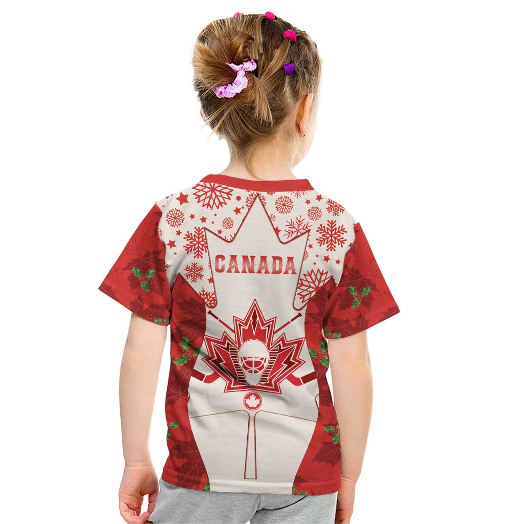 Christmas Canada Hockey Kid T Shirt Merry Hockey-Mas Maple Leaves Pattern - Wonder Print Shop