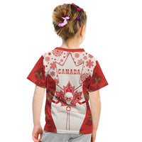 Christmas Canada Hockey Kid T Shirt Merry Hockey-Mas Maple Leaves Pattern - Wonder Print Shop
