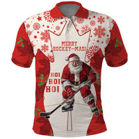 Christmas Canada Hockey Polo Shirt Merry Hockey-Mas Maple Leaves Pattern - Wonder Print Shop