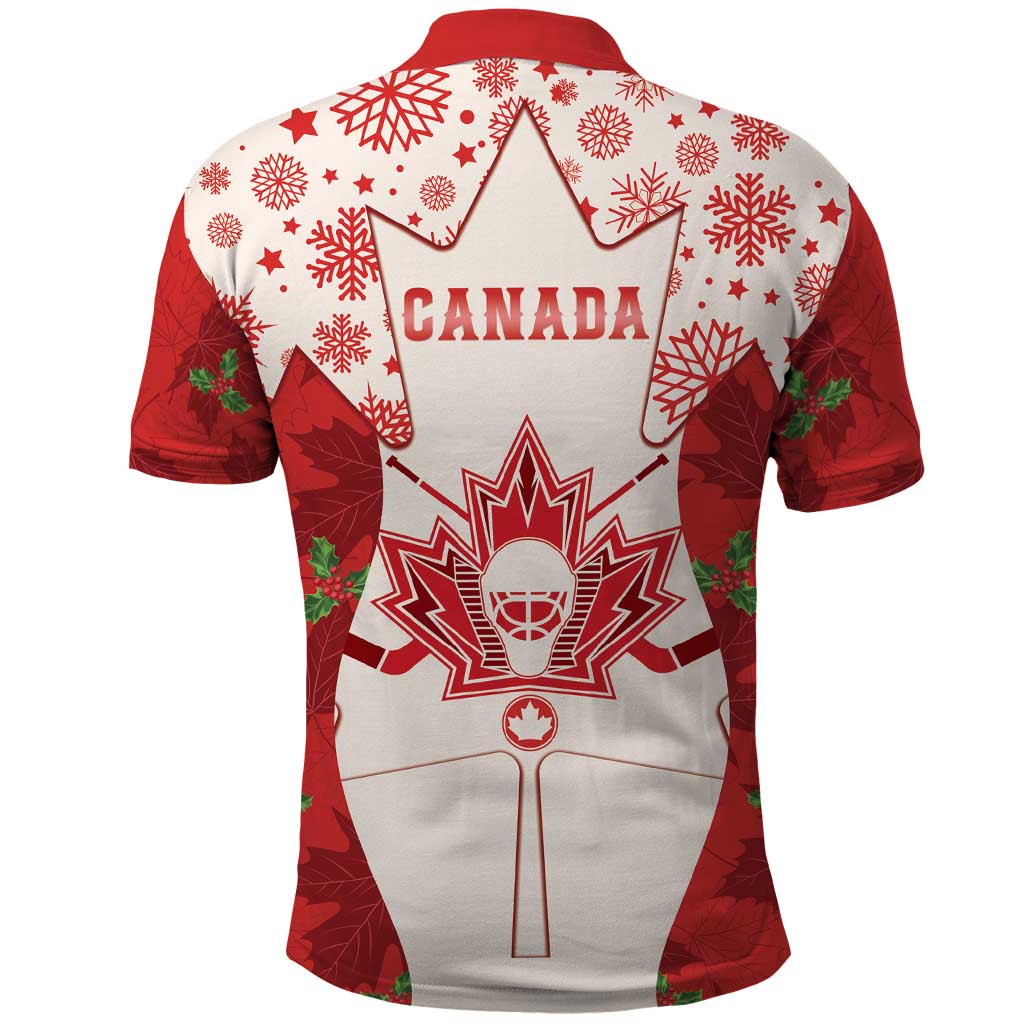 Christmas Canada Hockey Polo Shirt Merry Hockey-Mas Maple Leaves Pattern - Wonder Print Shop