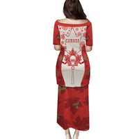 Christmas Canada Hockey Puletasi Merry Hockey-Mas Maple Leaves Pattern - Wonder Print Shop