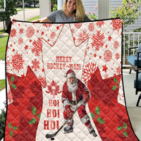 Christmas Canada Hockey Quilt Merry Hockey-Mas Maple Leaves Pattern - Wonder Print Shop