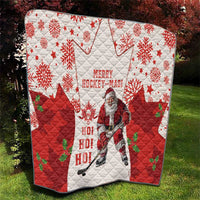 Christmas Canada Hockey Quilt Merry Hockey-Mas Maple Leaves Pattern - Wonder Print Shop