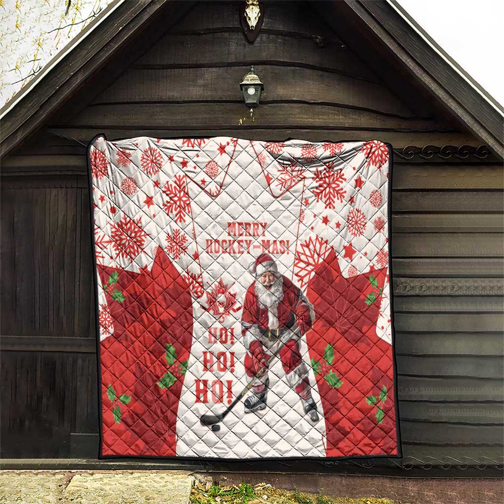 Christmas Canada Hockey Quilt Merry Hockey-Mas Maple Leaves Pattern - Wonder Print Shop