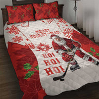 Christmas Canada Hockey Quilt Bed Set Merry Hockey-Mas Maple Leaves Pattern - Wonder Print Shop