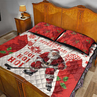 Christmas Canada Hockey Quilt Bed Set Merry Hockey-Mas Maple Leaves Pattern - Wonder Print Shop