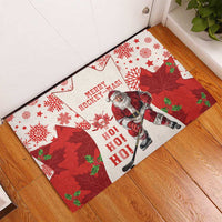 Christmas Canada Hockey Rubber Doormat Merry Hockey-Mas Maple Leaves Pattern - Wonder Print Shop