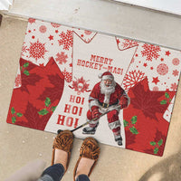 Christmas Canada Hockey Rubber Doormat Merry Hockey-Mas Maple Leaves Pattern - Wonder Print Shop