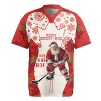 Christmas Canada Hockey Rugby Jersey Merry Hockey-Mas Maple Leaves Pattern - Wonder Print Shop