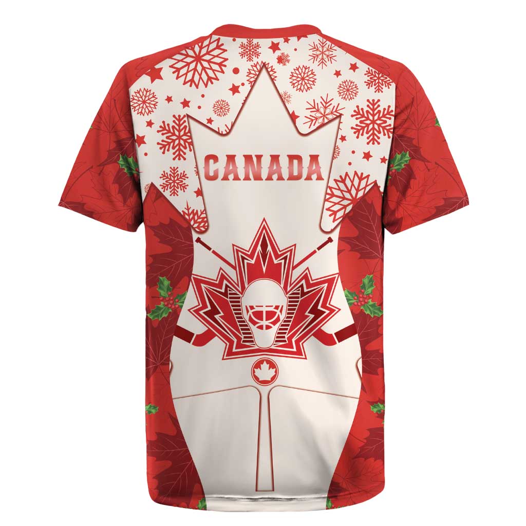 Christmas Canada Hockey Rugby Jersey Merry Hockey-Mas Maple Leaves Pattern - Wonder Print Shop