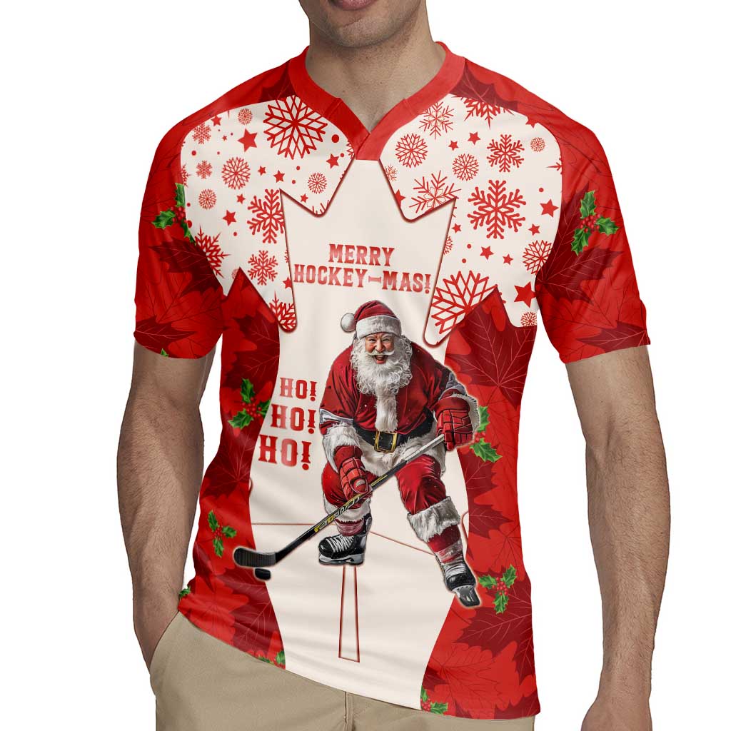 Christmas Canada Hockey Rugby Jersey Merry Hockey-Mas Maple Leaves Pattern - Wonder Print Shop