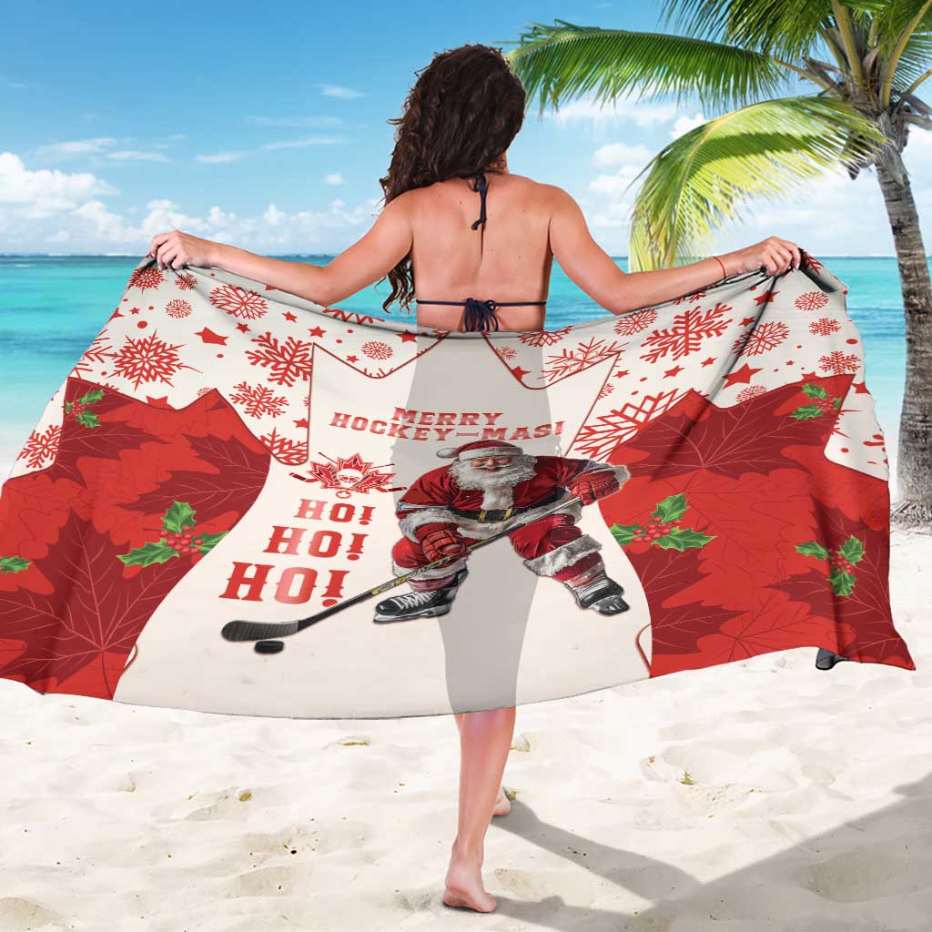Christmas Canada Hockey Sarong Merry Hockey-Mas Maple Leaves Pattern - Wonder Print Shop