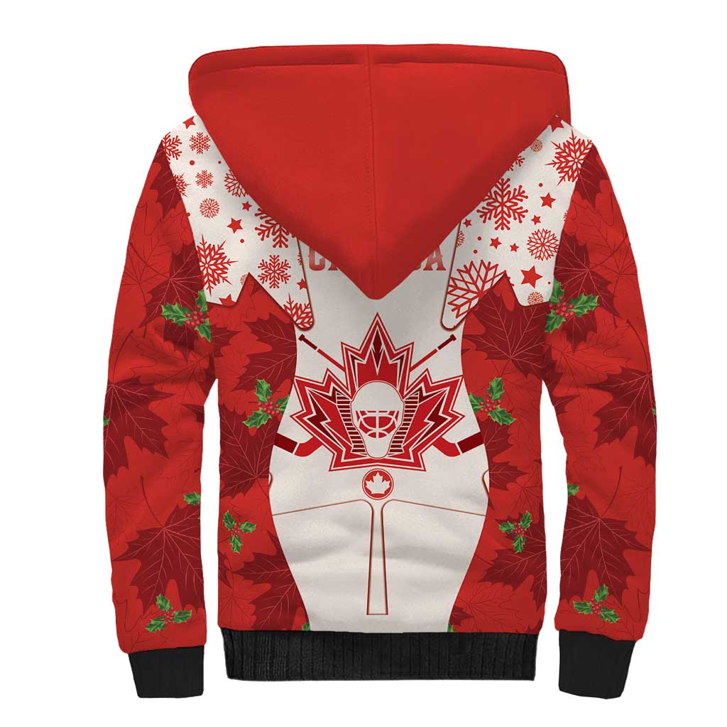 Christmas Canada Hockey Sherpa Hoodie Merry Hockey-Mas Maple Leaves Pattern - Wonder Print Shop